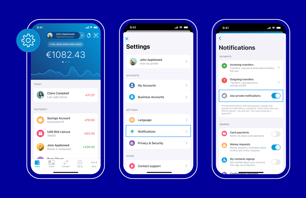How to make Paysera app notifications more private?